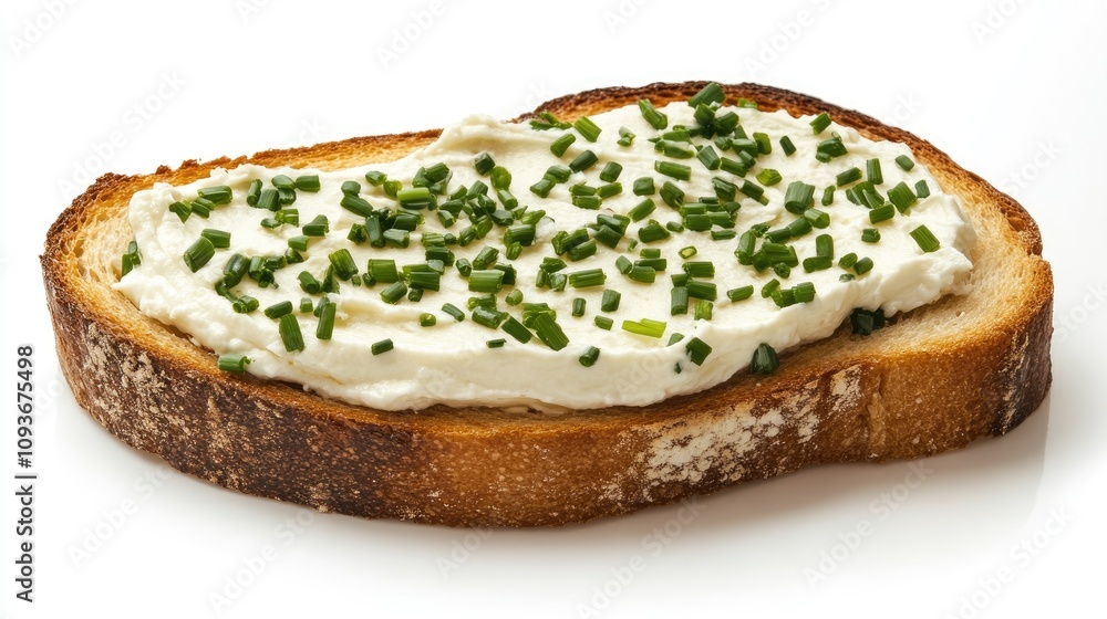 Delicious cream cheese spread on toast with chives kitchen food photography cozy home close-up culinary delight Delicious cream cheese spread on toast with chives kitchen food photography cozy home close-up culinary delight