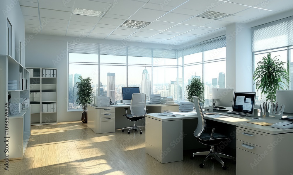 Fototapeta premium A clean, bright, and modern office