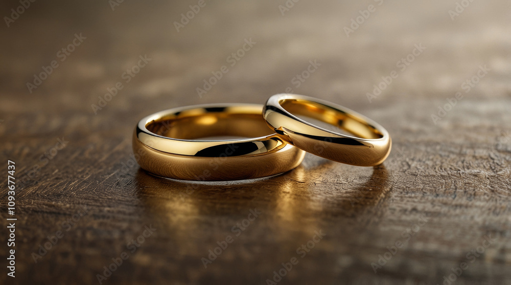 a pair of gold wedding bands, styled in a classic and elegant design a pair of gold wedding bands, styled in a classic and elegant design