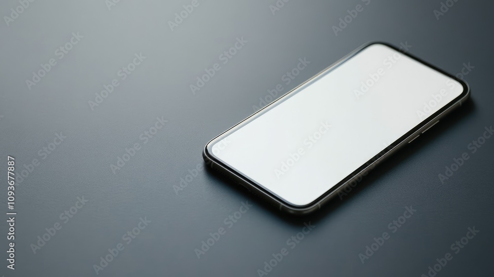 Modern smartphone with blank screen on dark surface Modern smartphone with blank screen on dark surface