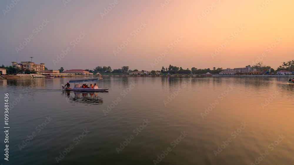 Sikara boat ride inside the Mithila haat located in Bihar, India Sikara boat ride inside the Mithila haat located in Bihar, India