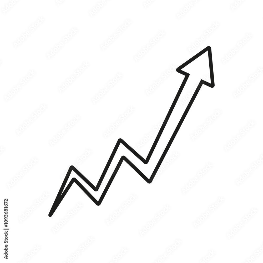 Graph arrow icon. Growing business arrow. Vector. Line style. Graph arrow icon. Growing business arrow. Vector. Line style.