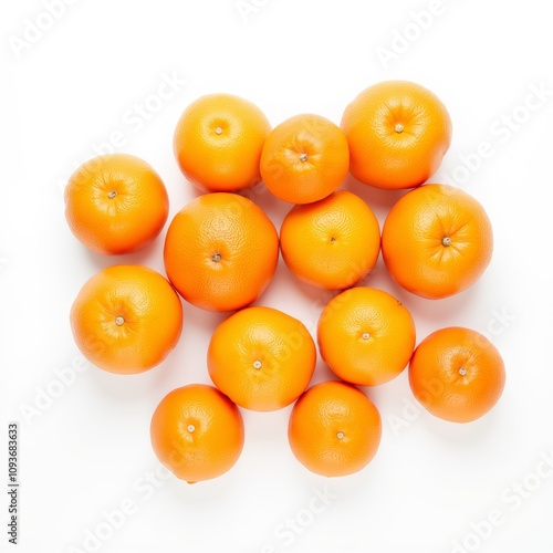 Top View of Tangerines on White Background