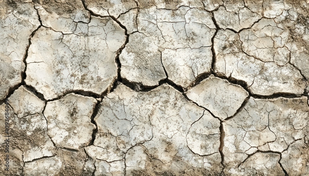 Close-up of Cracked, Dried Earth with White Patches Close-up of Cracked, Dried Earth with White Patches