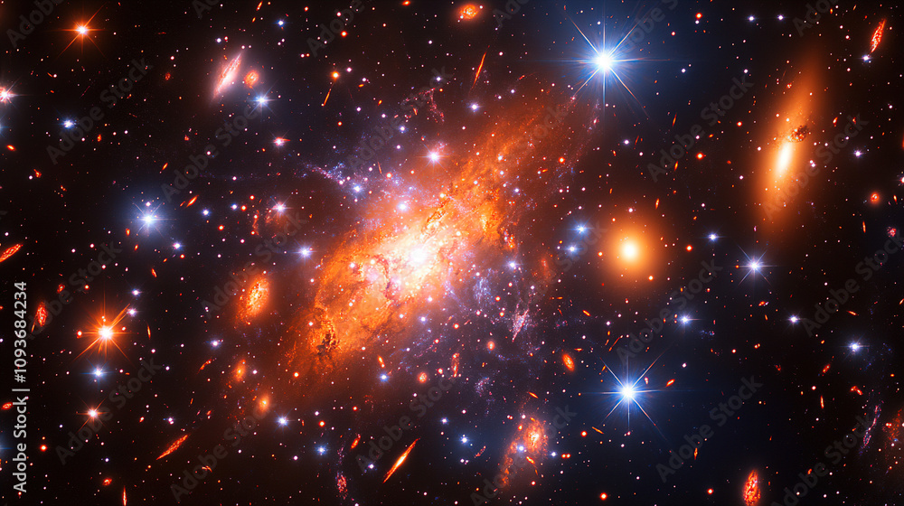 Fototapeta premium Exploration of a vibrant galaxy filled with stars and celestial bodies in the vastness of space during a clear cosmic night. Generative AI