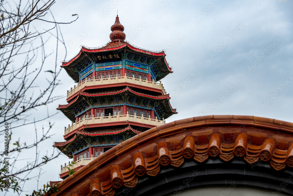 Towering Red and Blue at Temple of the Eight Immortals Towering Red and Blue at Temple of the Eight Immortals