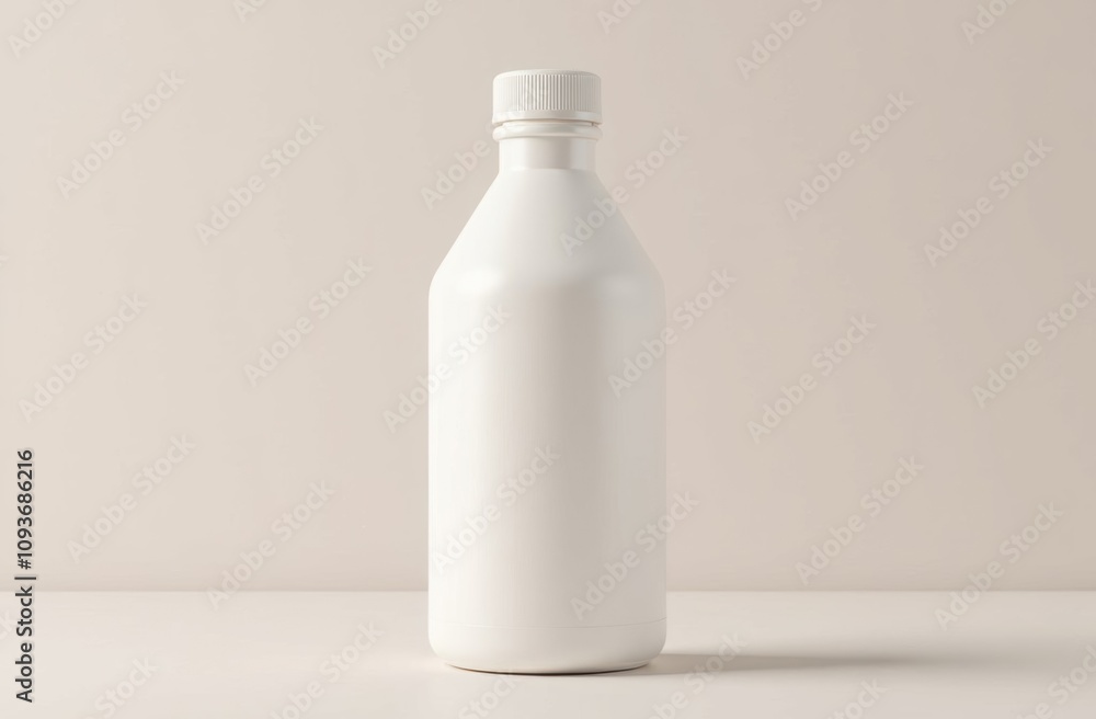Bottle with screw-on cap and blank label for customization. Bottle with screw-on cap and blank label for customization.