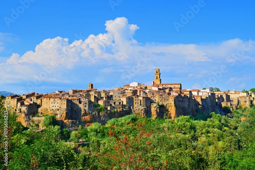 landscape of the ancient Tuscan village of Pitigliano known as the little Jerusalem, Grosseto, Italy