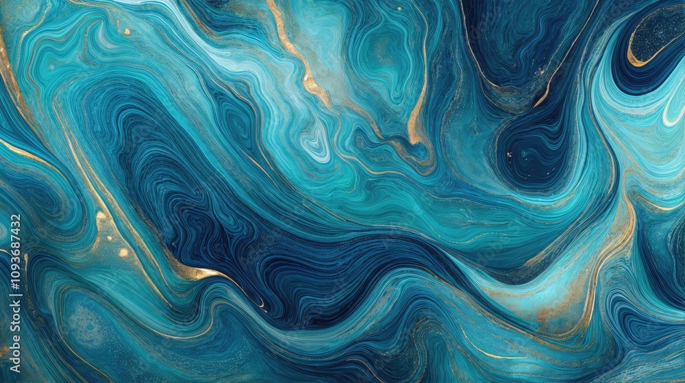 Abstract swirl pattern of dark blue, light blue colors with golden streaks. Liquid art. Liquid swirl pattern. Abstract swirl pattern of dark blue, light blue colors with golden streaks. Liquid art. Liquid swirl pattern.