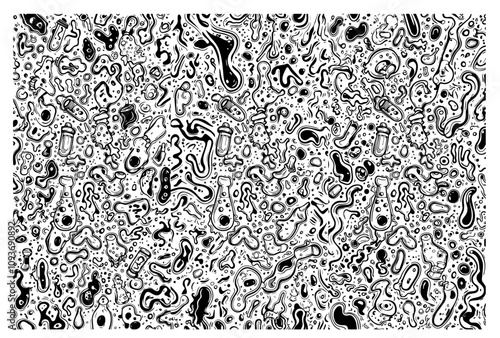 detailed black and white abstract pattern with organic shapes