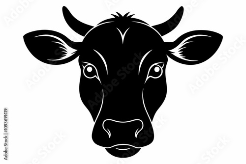 Cow head silhouette. Cow head icon vector illustration. bull head silhouette icon vector