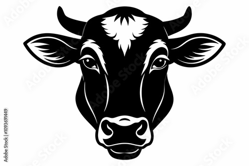 Cow head silhouette. Cow head icon vector illustration. bull head silhouette icon vector