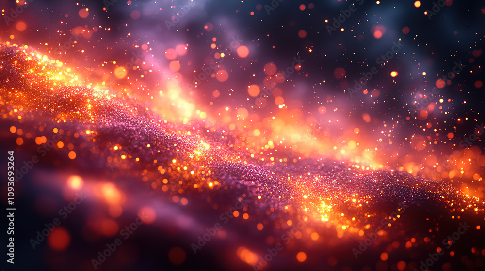 Fototapeta premium Glowing lava flow illuminated by vibrant colors in a dark environment during a stunning natural phenomenon. Generative AI