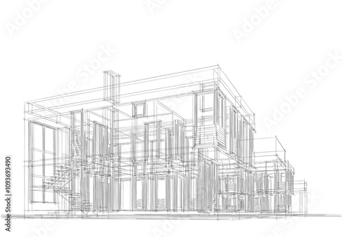 house building architecture 3d illustration