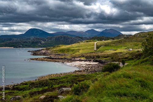 Rural Landscape With View Over Gruinard Bay And Beach At The Coast Of The Highlands In Scotland, UK photo