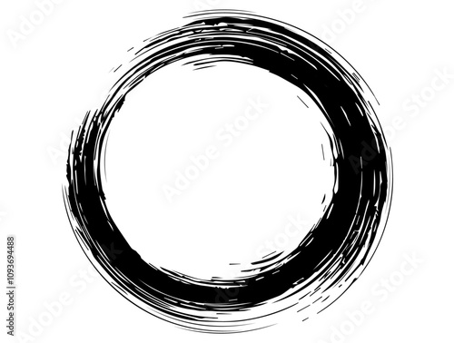 abstract grunge circle brush stroke in black vector design