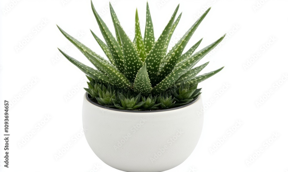 Fototapeta premium Aloe Vera Plant in White Pot
