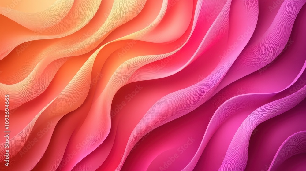 Obraz premium Abstract waves in vibrant gradients of orange and pink.