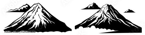 set of mountain landscape illustrations in black vector design