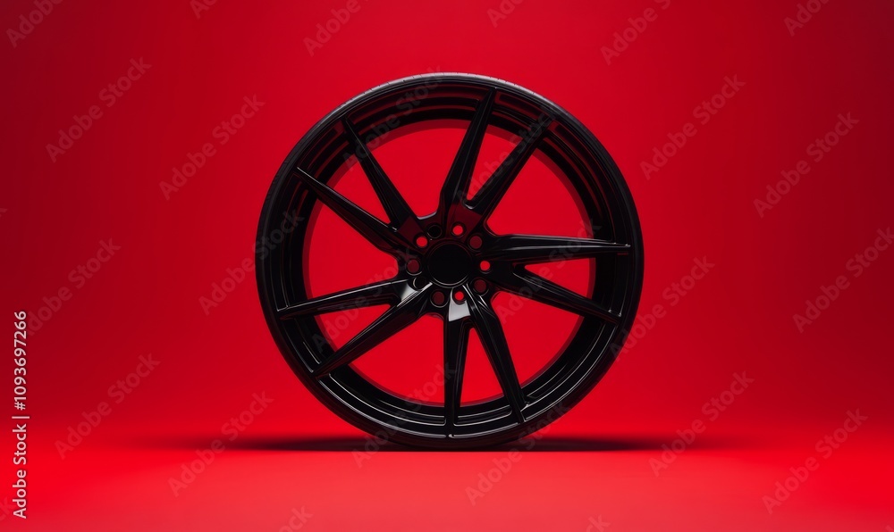 Fototapeta premium Black Rim on a Red Background
