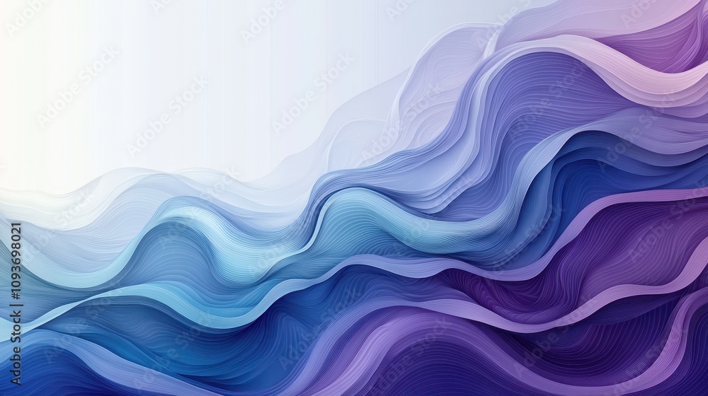 Abstract wavy lines in shades of blue and purple create a soothing background. Abstract wavy lines in shades of blue and purple create a soothing background.