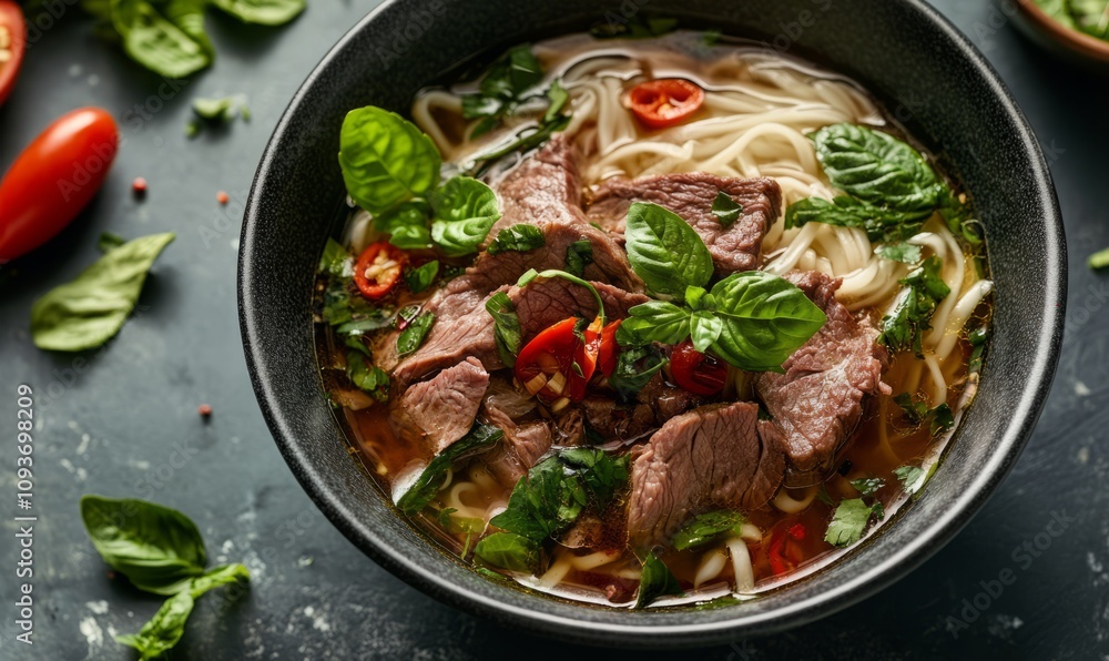 Close-up of a Delicious Beef Noodle Soup Close-up of a Delicious Beef Noodle Soup