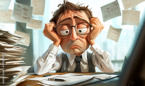Businessman is having a rough day at the office