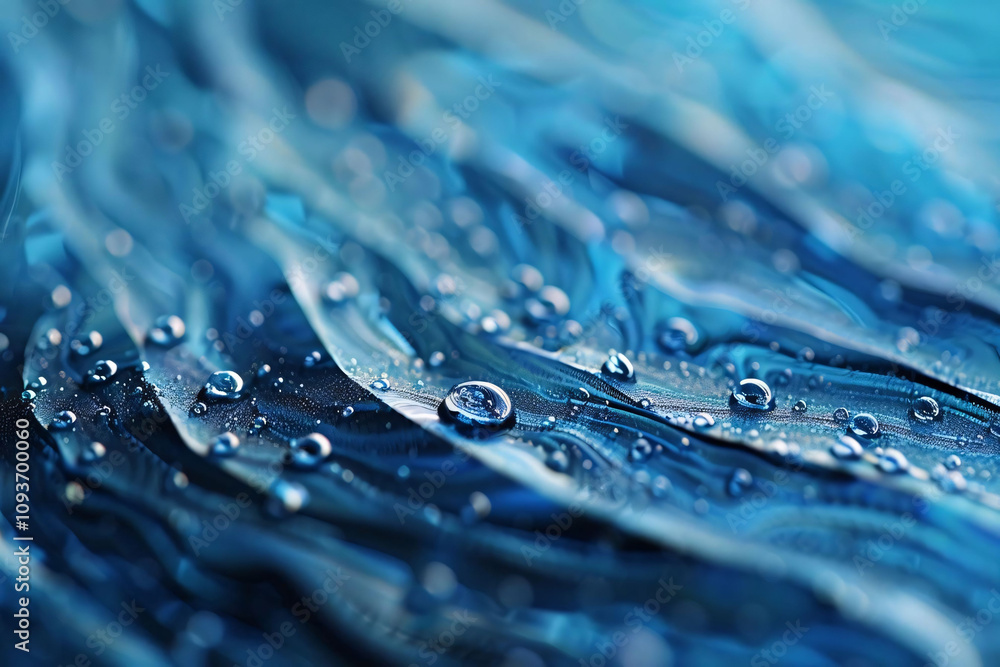 Water Droplets on Blue Abstract Surface Water Droplets on Blue Abstract Surface