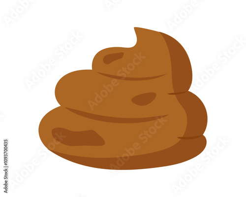 Pet poop. Isolated on white background. Dog shit. Pile of feces. Poo. Pile of brown excrement. Turd. Manure, dung. Nasty, disgusting and Dirty. Flat style. Color image. Cartoon. Vector illustration