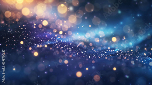 Sparkling Galaxy: Blue and Gold Abstract Background