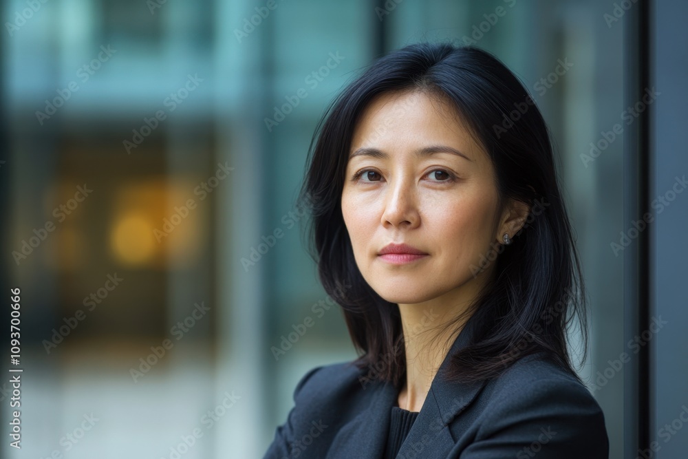 Confident businesswoman poses for a professional portrait in an urban setting Confident businesswoman poses for a professional portrait in an urban setting