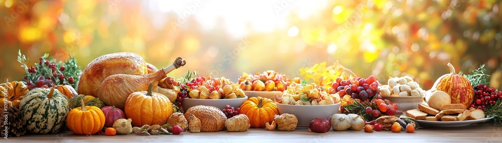 Thanksgiving feast celebration autumn garden food display natural setting close-up view seasonal abundance and joy Thanksgiving feast celebration autumn garden food display natural setting close-up view seasonal abundance and joy