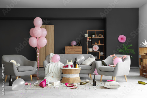 Interior of messy living ro...