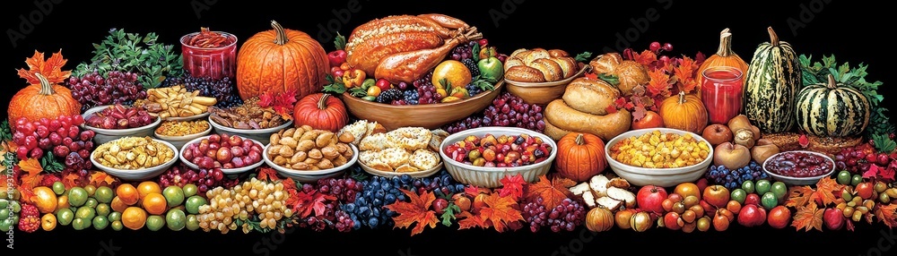 Thanksgiving feast celebration with abundant harvest rustic dining table culinary arts autumn ambiance close-up perspective bounty of nature Thanksgiving feast celebration with abundant harvest rustic dining table culinary arts autumn ambiance close-up perspective bounty of nature