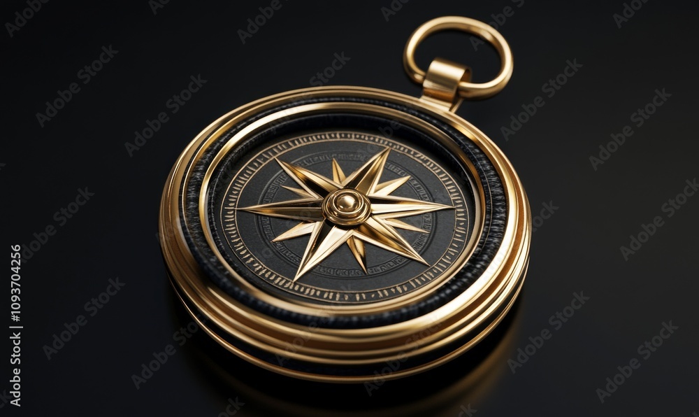 Elegant Compass with Golden Details for Navigation Elegant Compass with Golden Details for Navigation