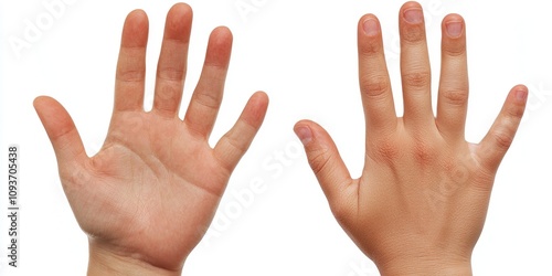 Two Open Human Hands with Fingers Spread Apart photo