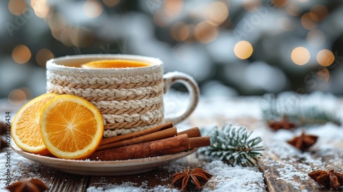 Wallpaper Mural Cozy winter drink features cinnamon, orange slices, and a festive atmosphere in a warm setting. Generative AI Torontodigital.ca