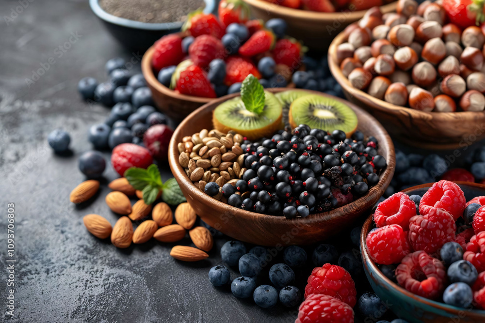 Bowl of Berries, Nuts, Seeds & Kiwi Bowl of Berries, Nuts, Seeds & Kiwi