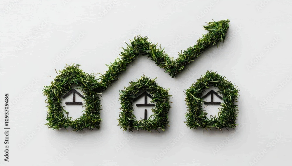 Green Grass Forming a Growth Chart of Houses Green Grass Forming a Growth Chart of Houses