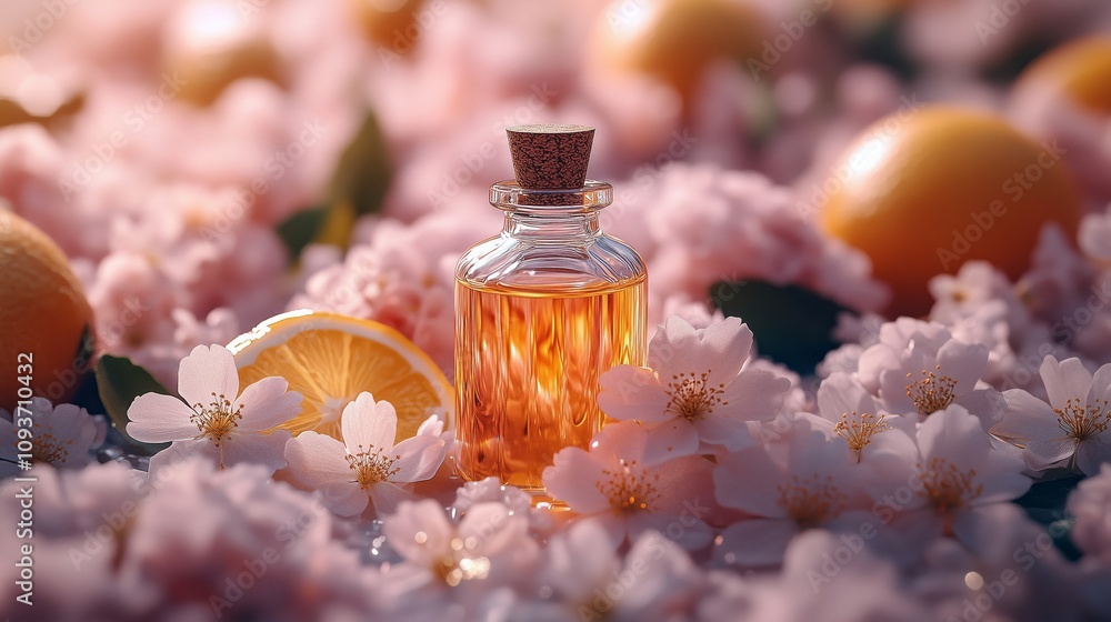 Delicate Floral and Citrus Perfume Among Blossoming Flowers Delicate Floral and Citrus Perfume Among Blossoming Flowers