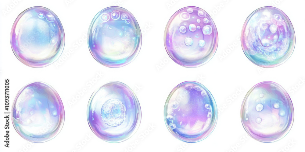 Set of Moisturizing Bubbles With Hyaluronic Acid Isolated on Transparent PNG Background. Set of Moisturizing Bubbles With Hyaluronic Acid Isolated on Transparent PNG Background.