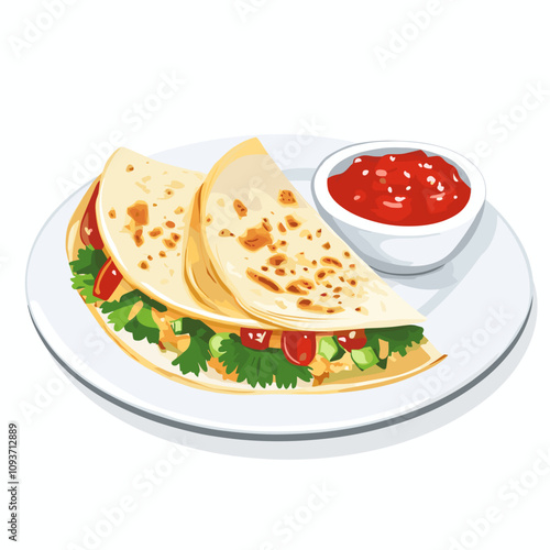Delicious Quesadilla with Fresh Salsa Filling