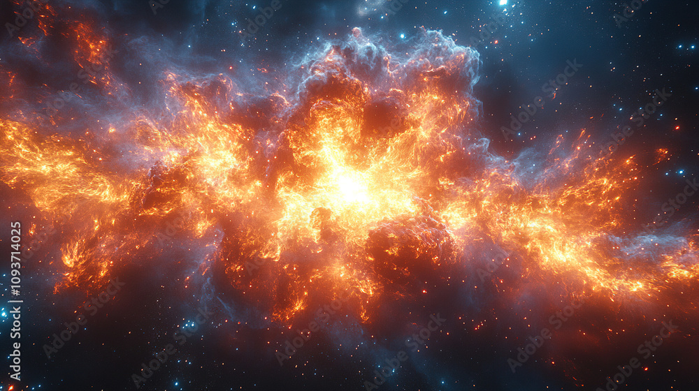 Vivid explosion of colors and light in a cosmic nebula captured in deep space during a celestial event. Generative AI Vivid explosion of colors and light in a cosmic nebula captured in deep space during a celestial event. Generative AI