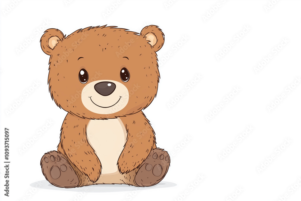 Cute sitting bear cartoon illustration, white background Cute sitting bear cartoon illustration, white background