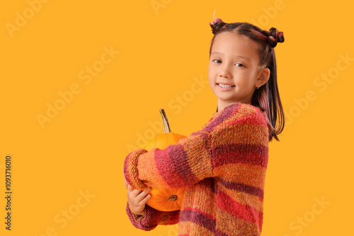 Cute little happy Asian gir...