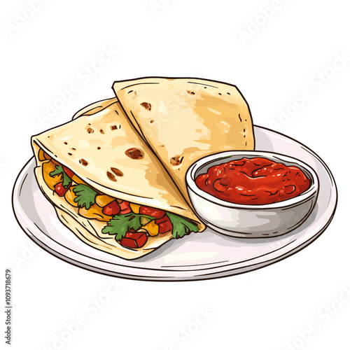 Cheesy Quesadilla with Fresh Salsa Filling
