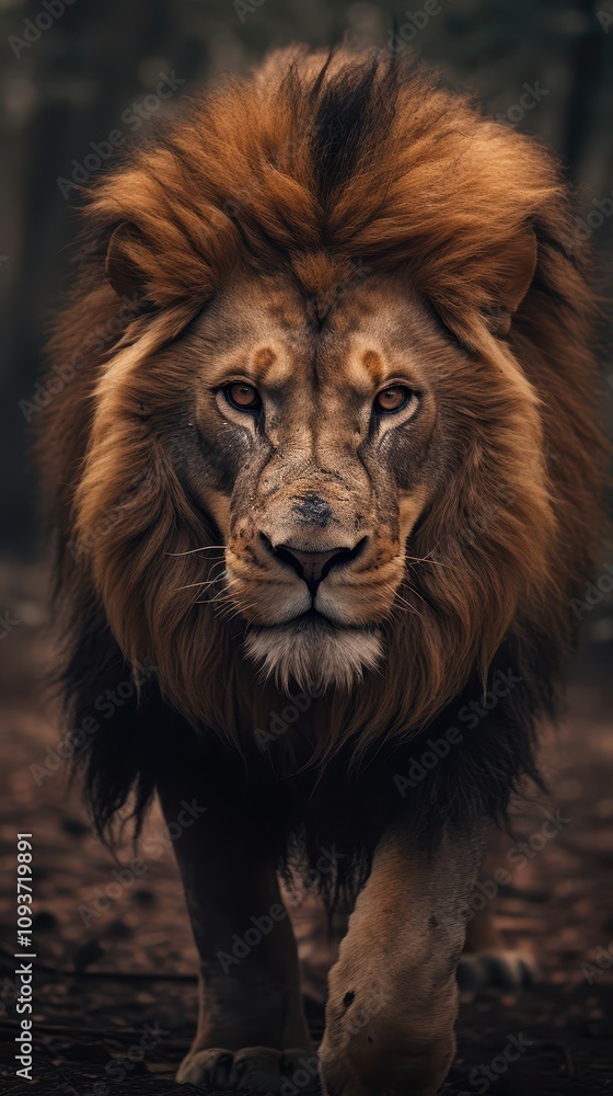 Powerful Lion in the Wild. Close-up Powerful Lion in the Wild. Close-up