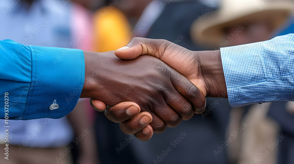 Two Diverse Hands Engaging in a Firm Handshake, Symbolizing Friendship, Agreement, and Collaboration in a Professional or Social Setting Two Diverse Hands Engaging in a Firm Handshake, Symbolizing Friendship, Agreement, and Collaboration in a Professional or Social Setting