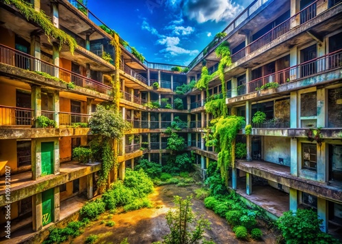 Urban Exploration of an Abandoned Multistorey Hotel in Thailand  Empty Housing for Rent Captured in Striking Detail and Atmospheric Light  Evoking a Sense of Mystery and Intrigue