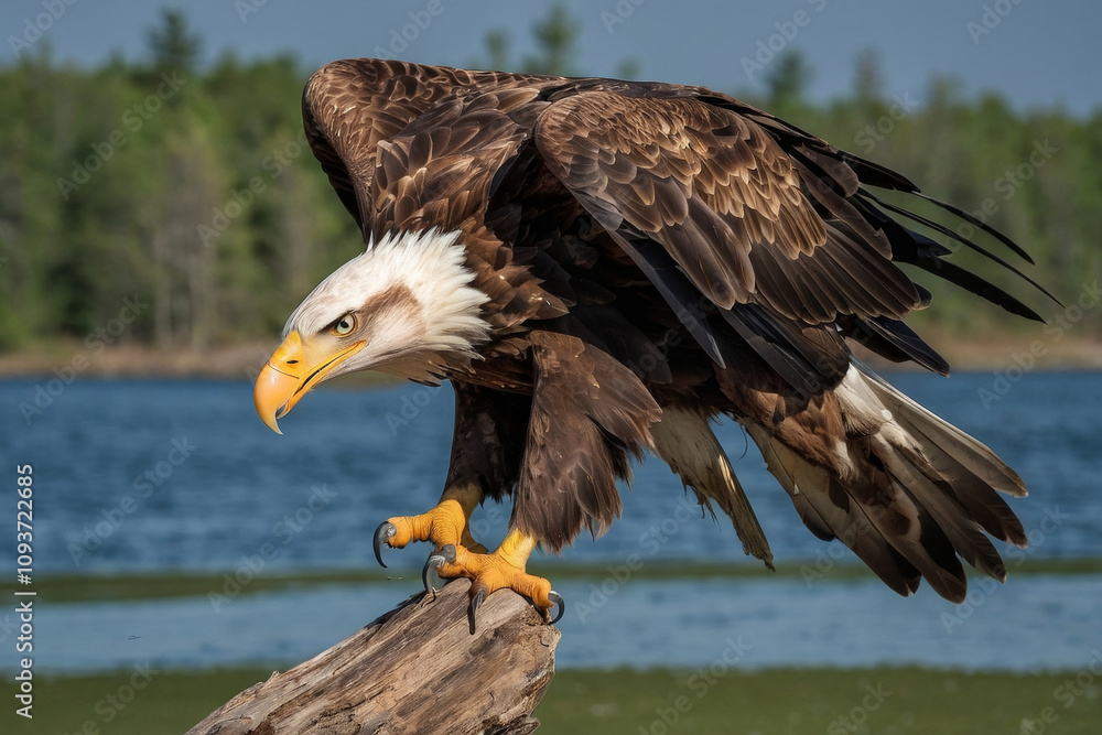 A beautiful eagle searching for the meal A beautiful eagle searching for the meal